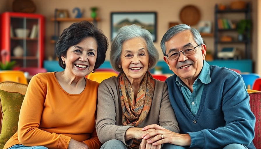 Three generations posing in a colorful indoor setting in El Paso.
