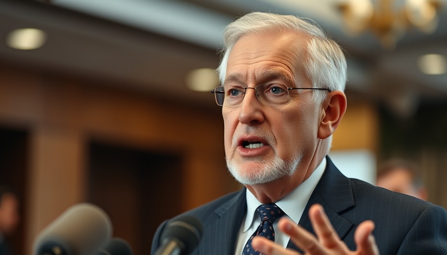 Prominent man speaking about national security, formal setting.