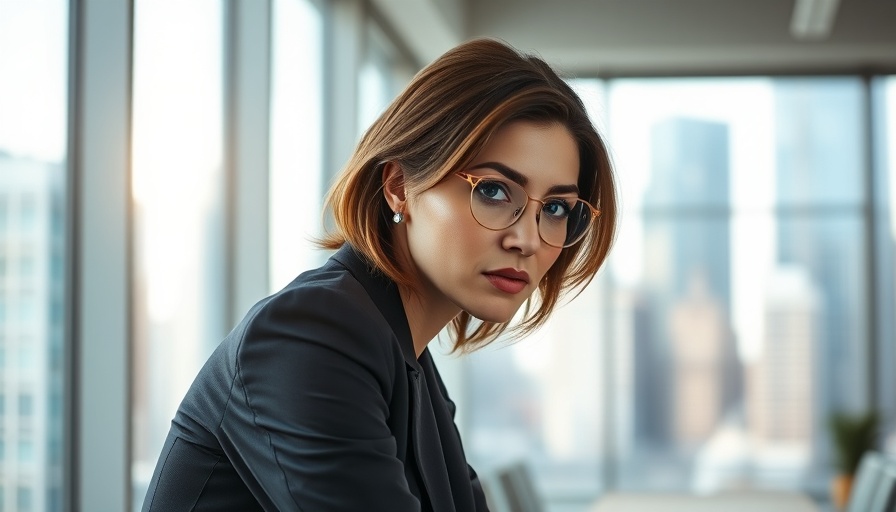Stylish woman in modern office with cityscape view, Musk's xAI Acquisition of X.