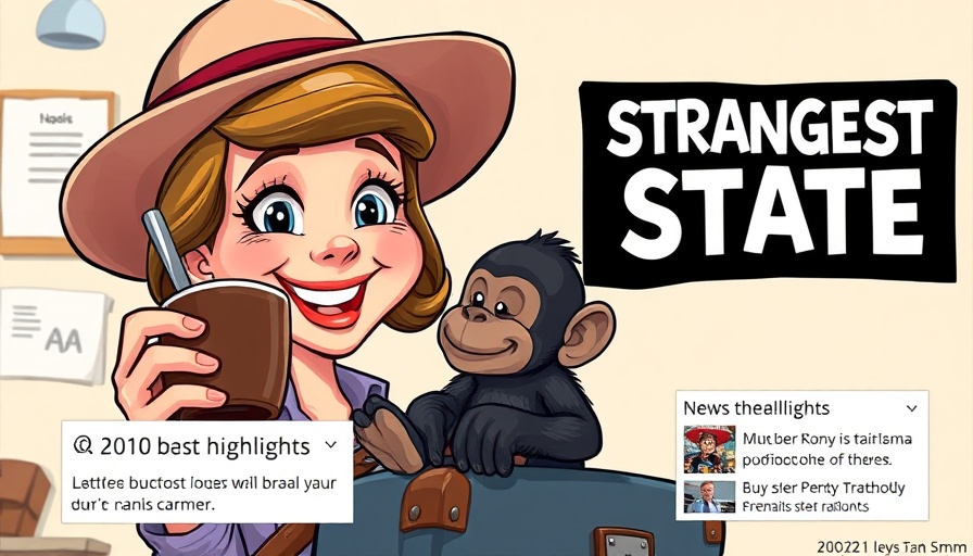 Texas news cartoon: Strangest State with a small monkey