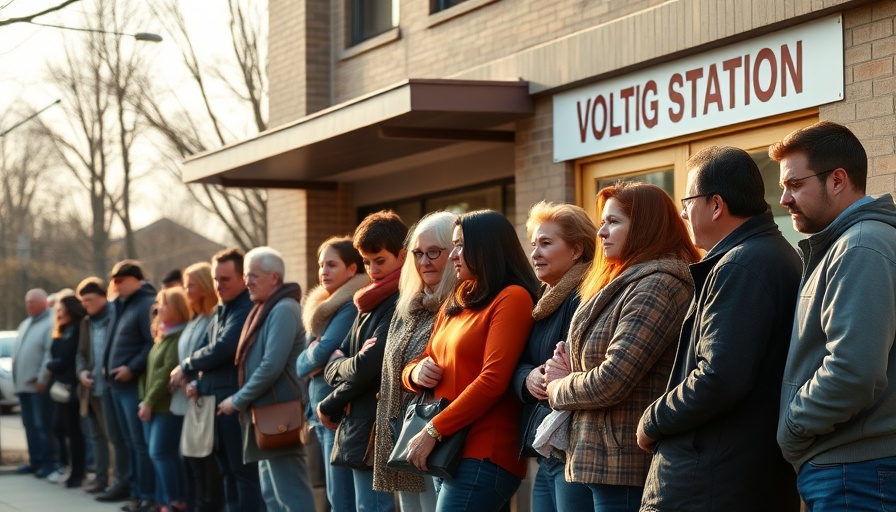 San Antonio voters line up for mayor runoff election at a polling station.