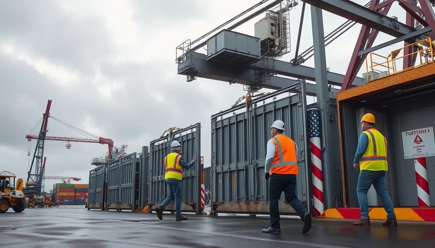 Workers close port gates amid Mexico port shutdown over tariffs.