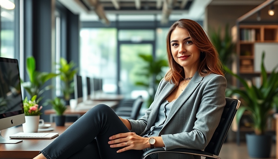 Confident female entrepreneur showcasing technical communication skills in technology.
