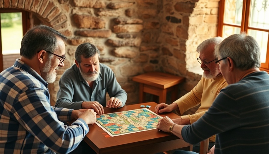 Middle-aged man playing Scrabble during state Scrabble competition in San Antonio.