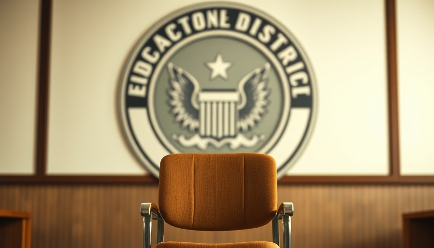 Empty chair at El Paso school board with district logo.
