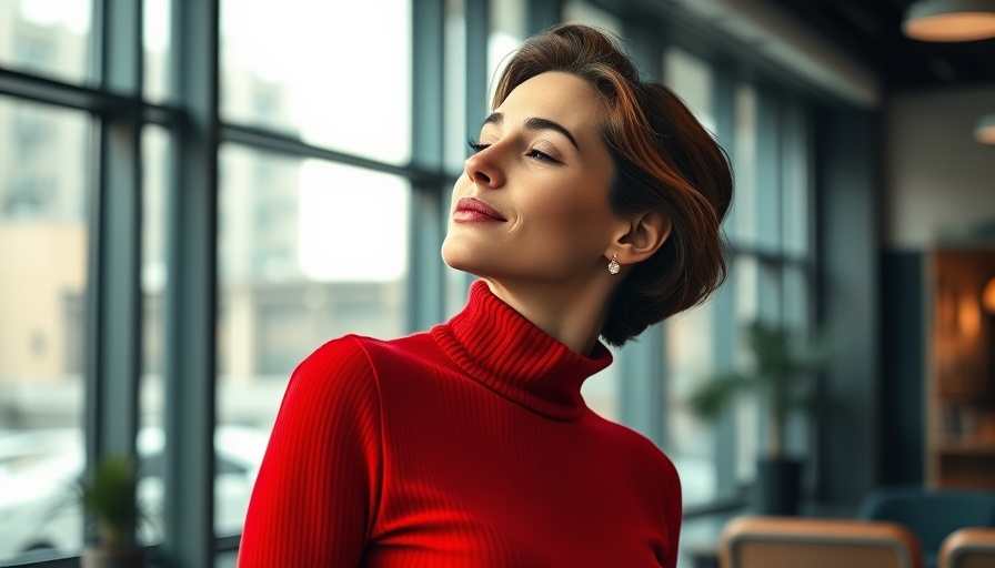 Elegant woman in red, symbolizes use of AI in the workplace