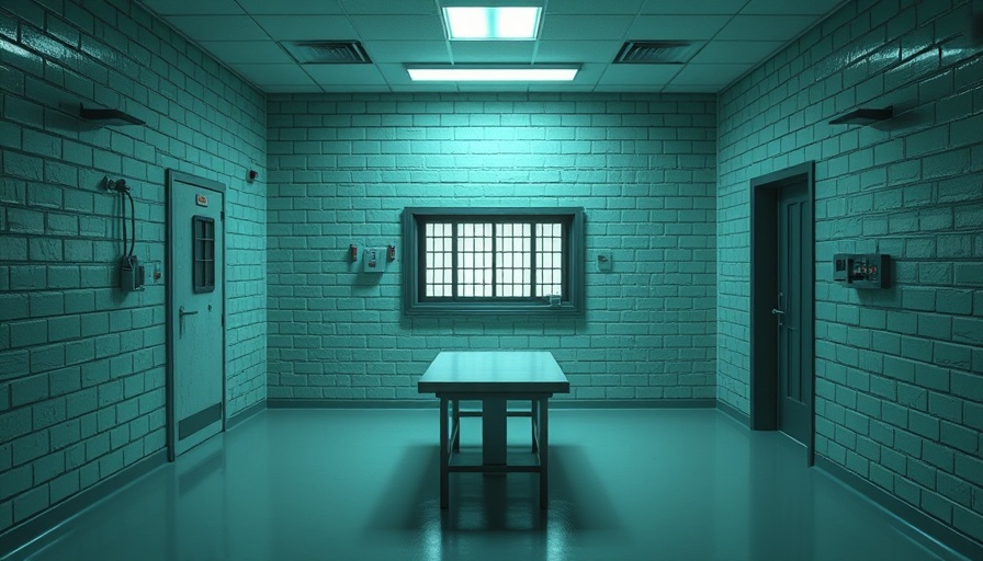 Lethal injection room with execution table and observation window.