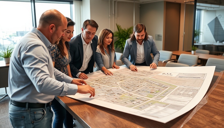 Professionals discussing Downtown Deck Plaza El Paso project in office setting.