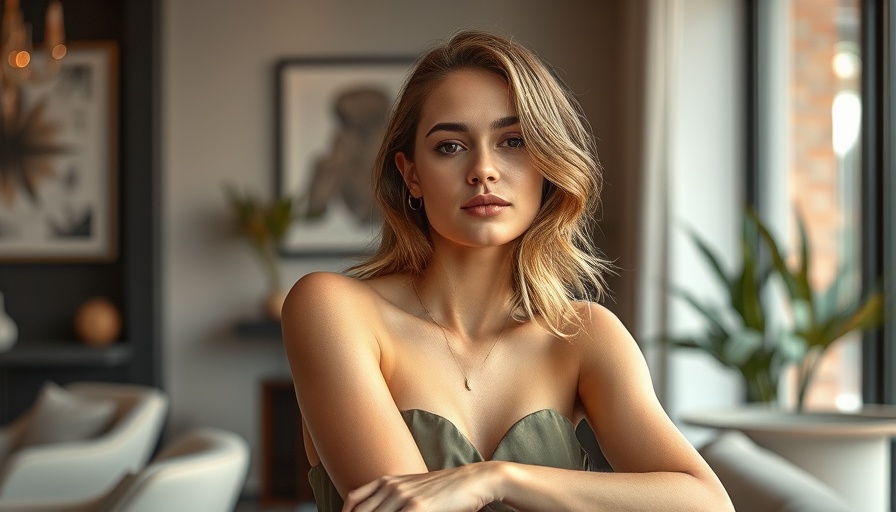 Elegant female entrepreneur poses confidently in modern indoor setting