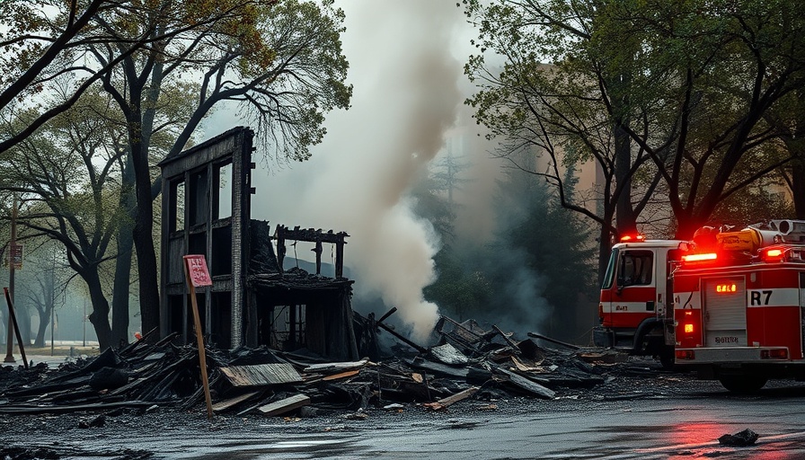 Houston news: charred building remains after fire.