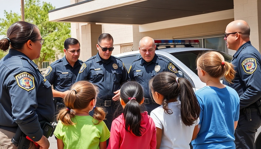 El Paso police officers interact with children, explaining law enforcement.