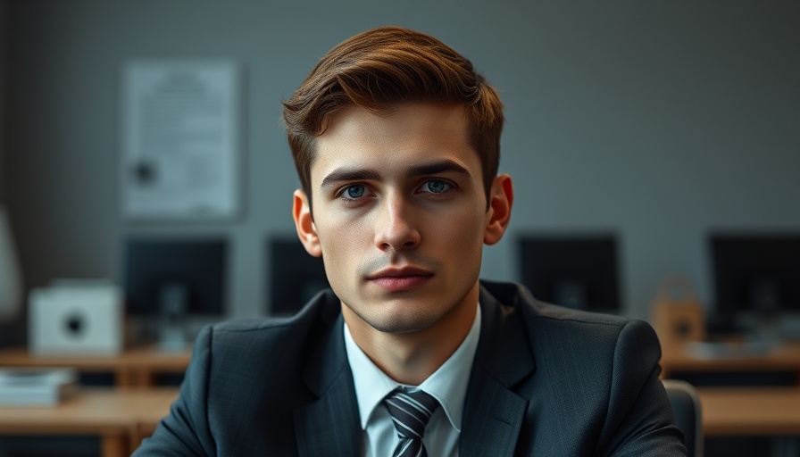 Young man in formal setting, business context.