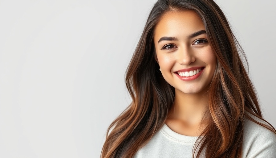 Smiling young woman in a black top against a light background.