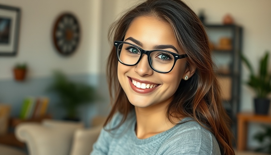 Smiling young woman with glasses indoors, Minority Business Development Agency Funding Cuts concept.