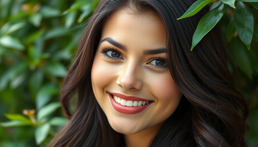 Confident woman smiling against lush greenery, Corporate Culture and Technology