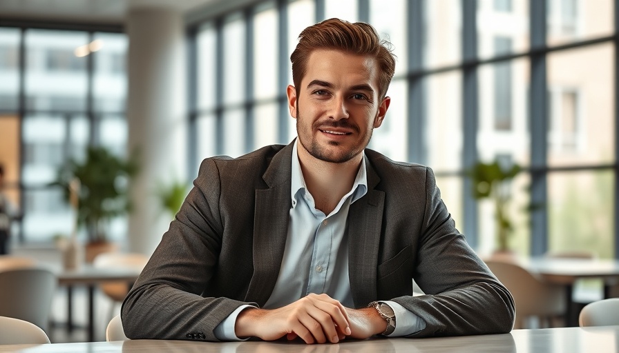 Casually dressed man in office related to next-generation EV battery technology.