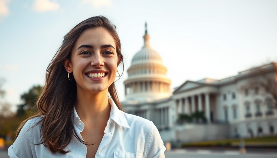 Young woman smiling in front of US Capitol, Elon Musk xAI funding context.