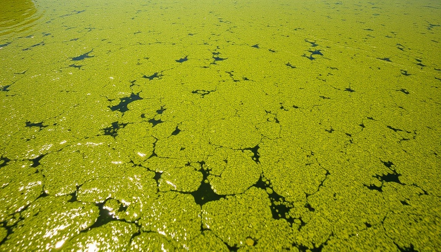 Texas wastewater pollution causing dense algae growth in water.
