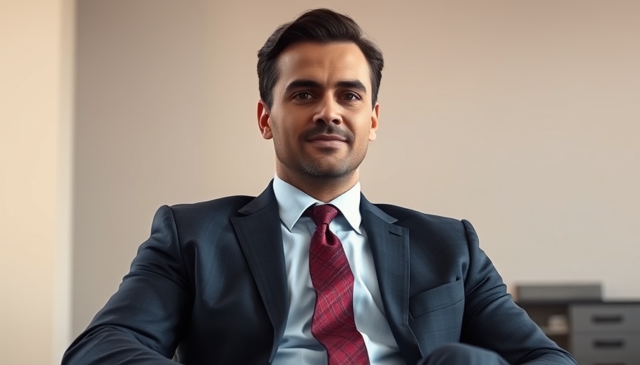 Confident man in a suit in a modern office, related to Farm-to-Table Innovation.