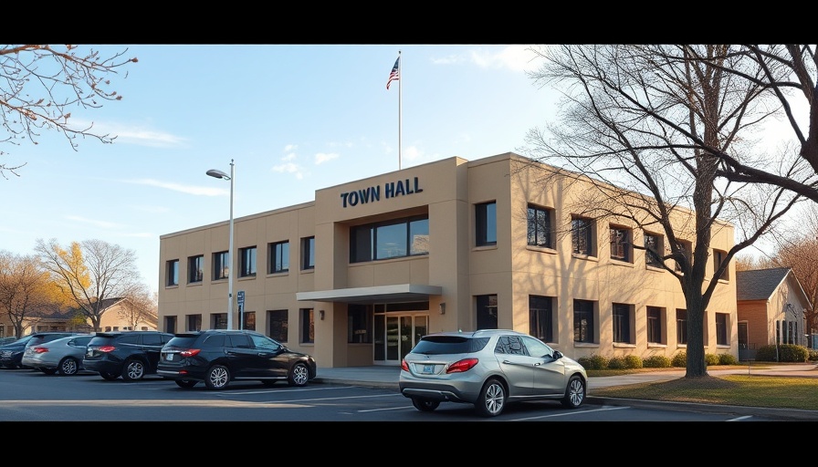 Horizon City Town Hall with parked vehicles in clear daylight.