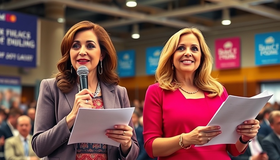 San Antonio News: Women speaking at public event indoors.
