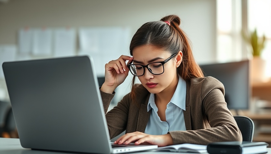 Stressed woman working on laptop, representing Texans get out of debt.