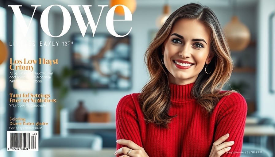 Magazine cover featuring a woman in red, indoor setting.