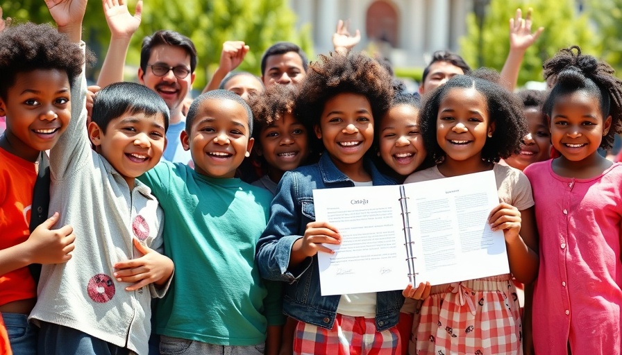 Celebration of Texas school voucher program signing with children.