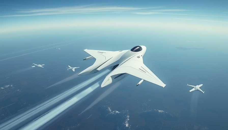 Futuristic hypersonic vehicle soaring in blue sky, hypersonic travel technology.