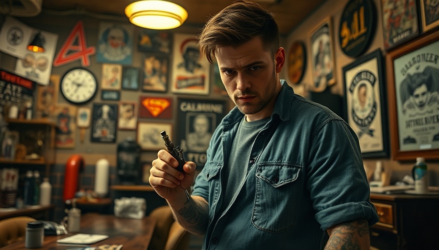 Houston tattoo artist holding gun in tense situation.