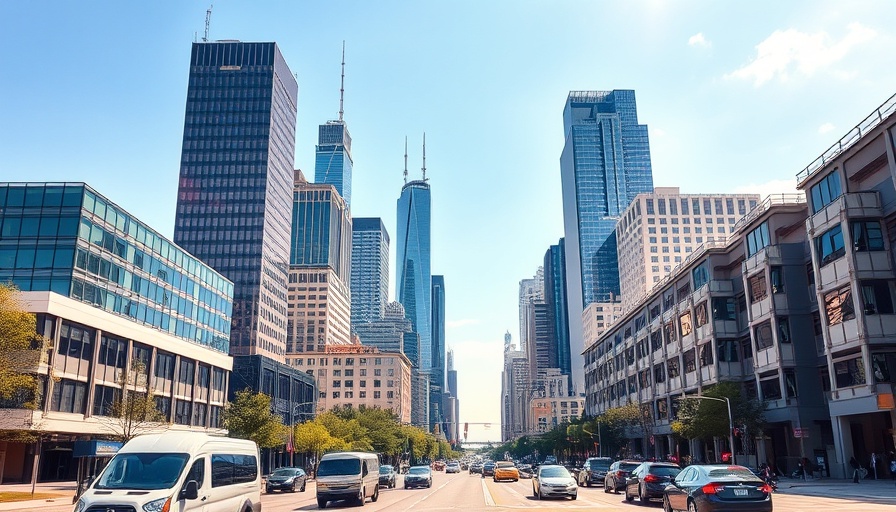 Houston skyline with modern skyscrapers under a clear sky