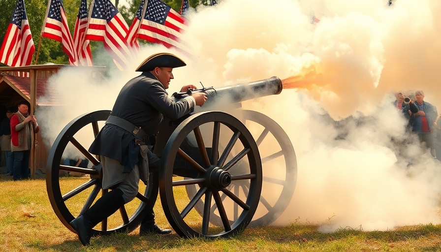 Historical re-enactment with man firing cannon for Houston news.