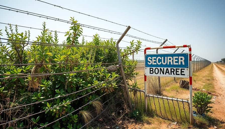El Paso national defense area boundary with sign and barbed wire.