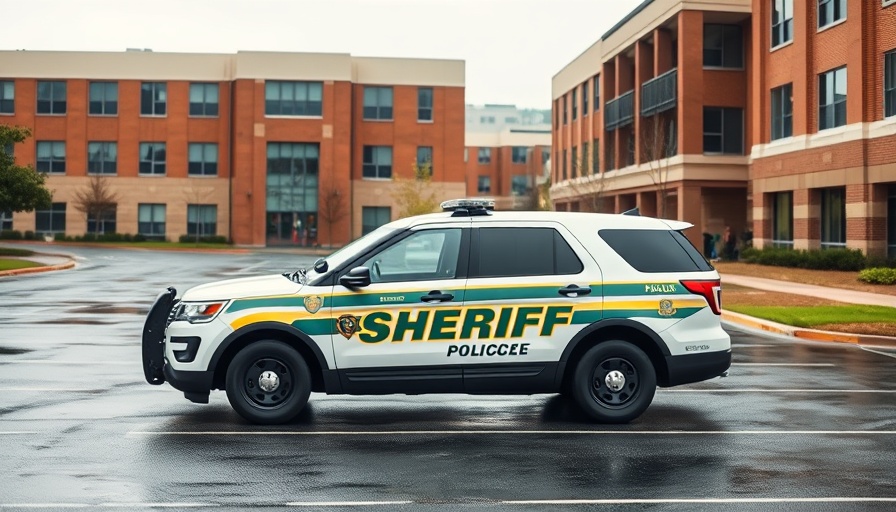 Sheriff patrol vehicle ensuring safety at Galveston College campus.