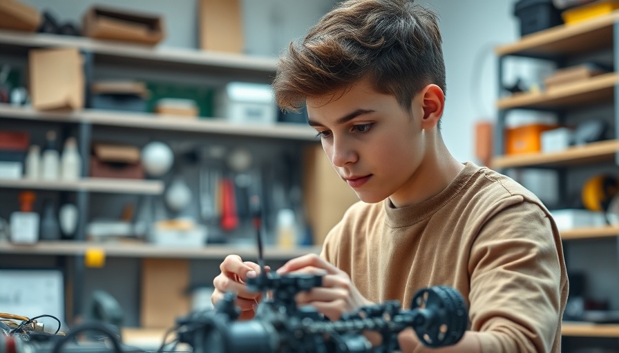 Young individual designing robots at workshop for emotional intelligence in robots.