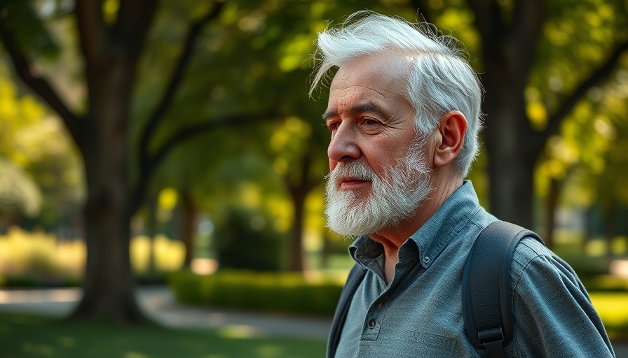 Older man contemplating life in a tranquil park setting, symbolizing navigating life after full-time work.