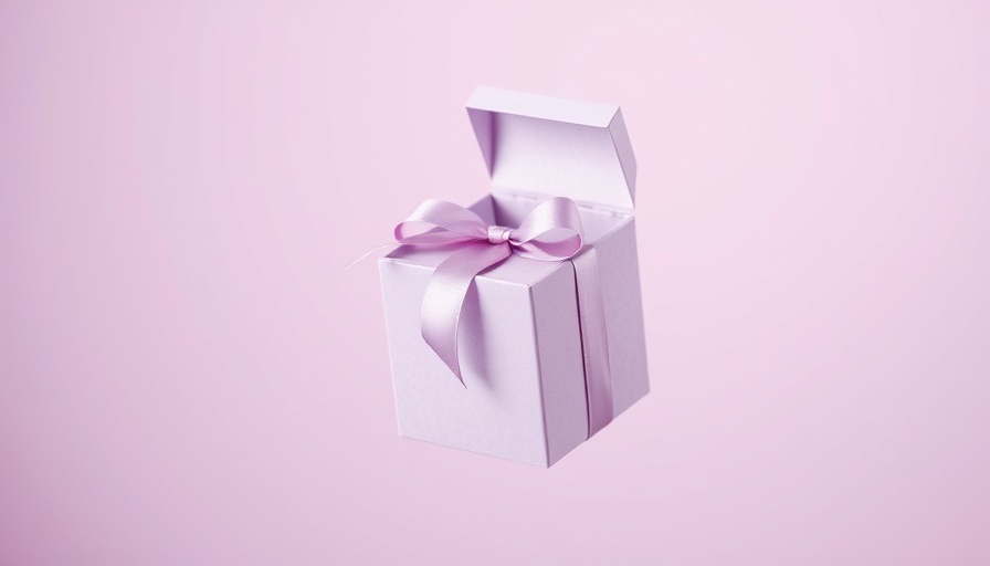 Elegant pastel gift box with floating lid, memorable business gifts concept.