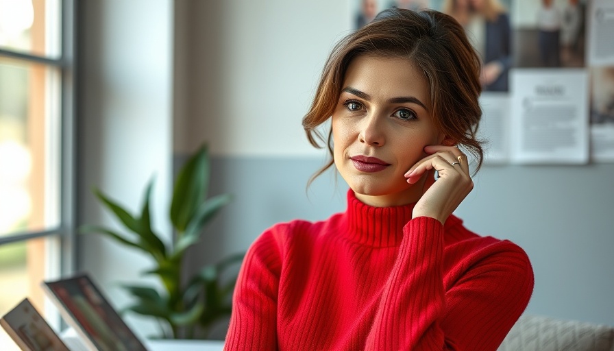 Woman in red sweater featured on magazine cover, representing Leonard Lauder legacy in beauty and technology.