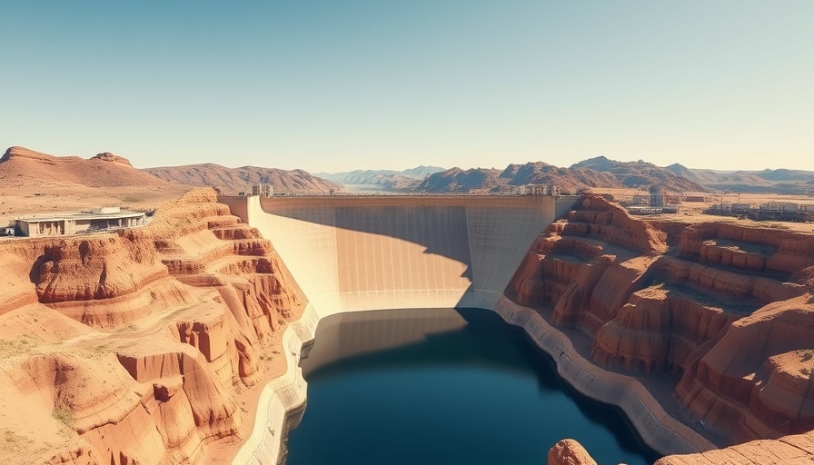 El Paso water supply dam and reservoir with arid hills.