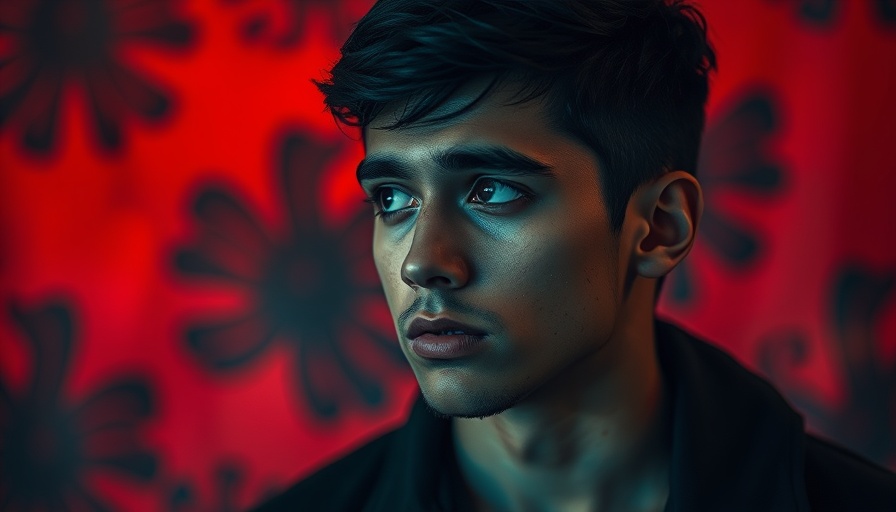 Thoughtful young man with red background, Scale AI Spam Challenges theme.