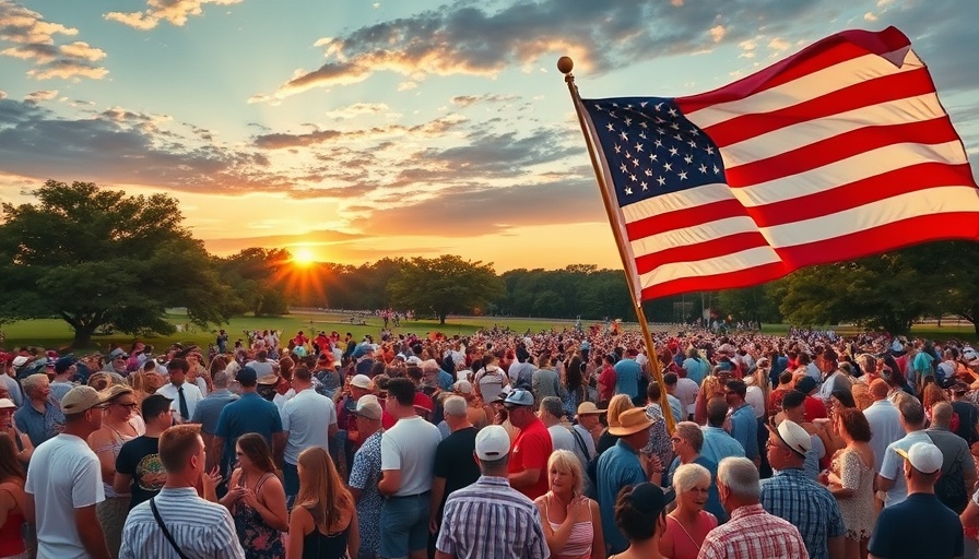 San Antonio July 4th celebrations with waving American flag
