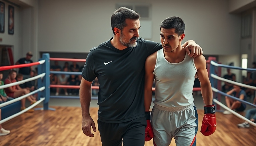 Coach guides boxer to ring, symbolizing Alvaro Garcia boxing life transformation.