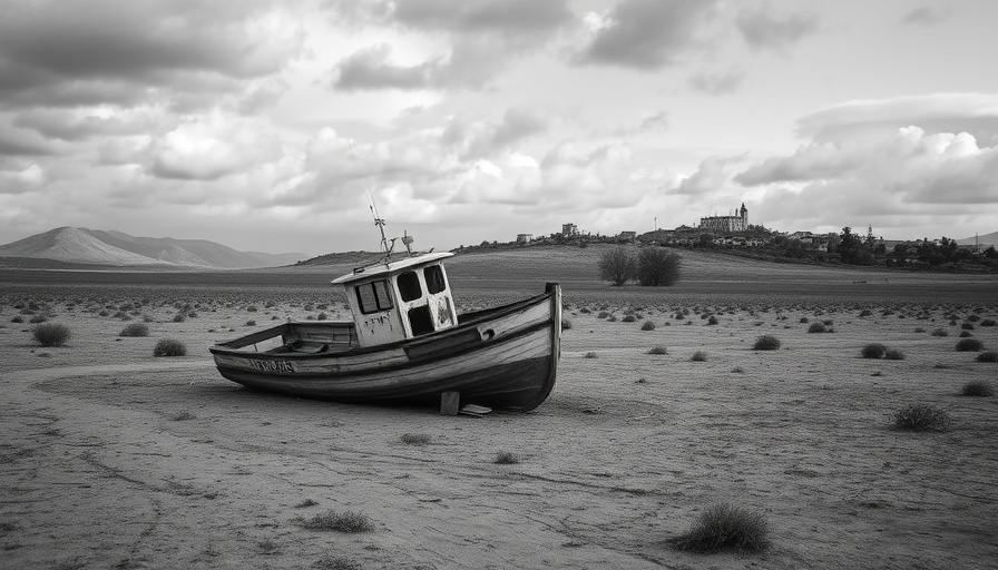 Desolate Texas landscape with abandoned boat, Texas news image.