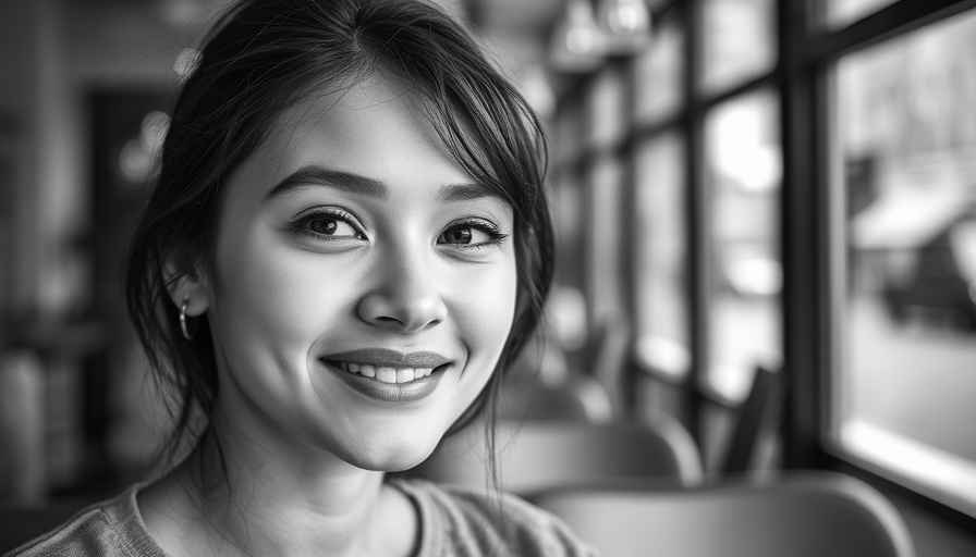 Smiling young woman portrait capturing inner positivity.