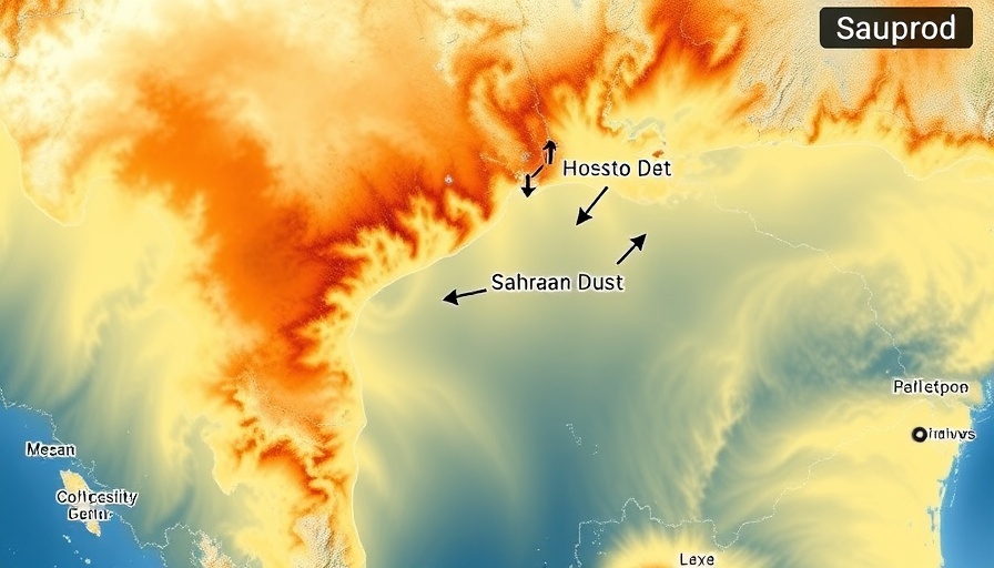 Saharan Dust over Texas impacting Houston, map forecast.