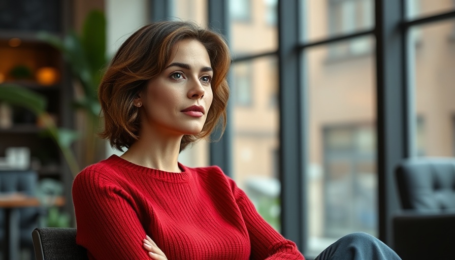 Empathy in Retail Strategy: Thoughtful woman in modern office setting.