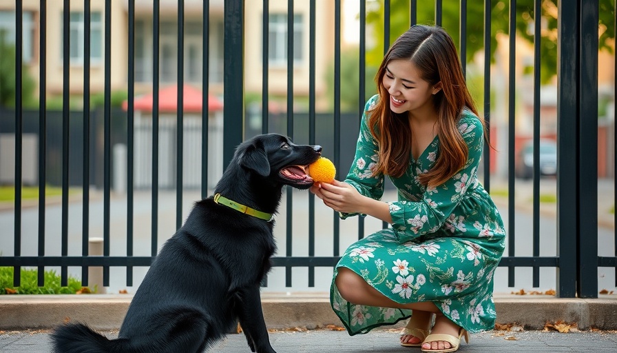 San Antonio News: Woman in green dress with dog near fence.