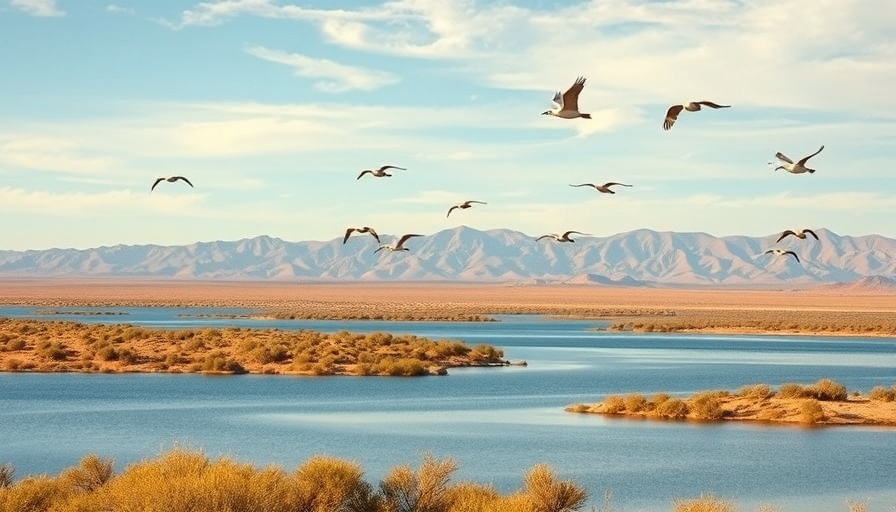 Ascarate Lake landscape with birds and mountains; El Paso County decision.