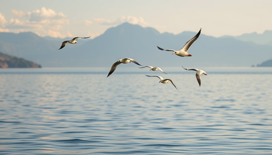 Serene view of Ascarate Lake with birds in flight, highlighting lake maintenance.