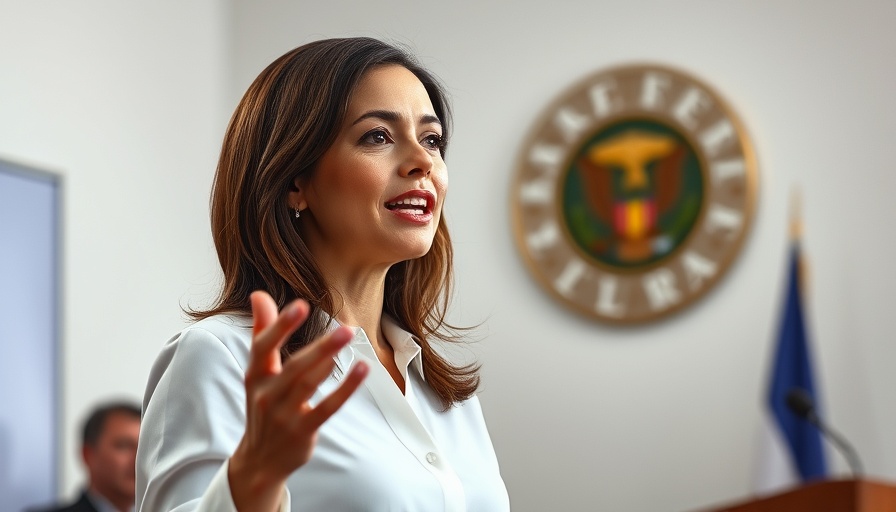 Confident woman speaks at El Paso migrant detention center access event.
